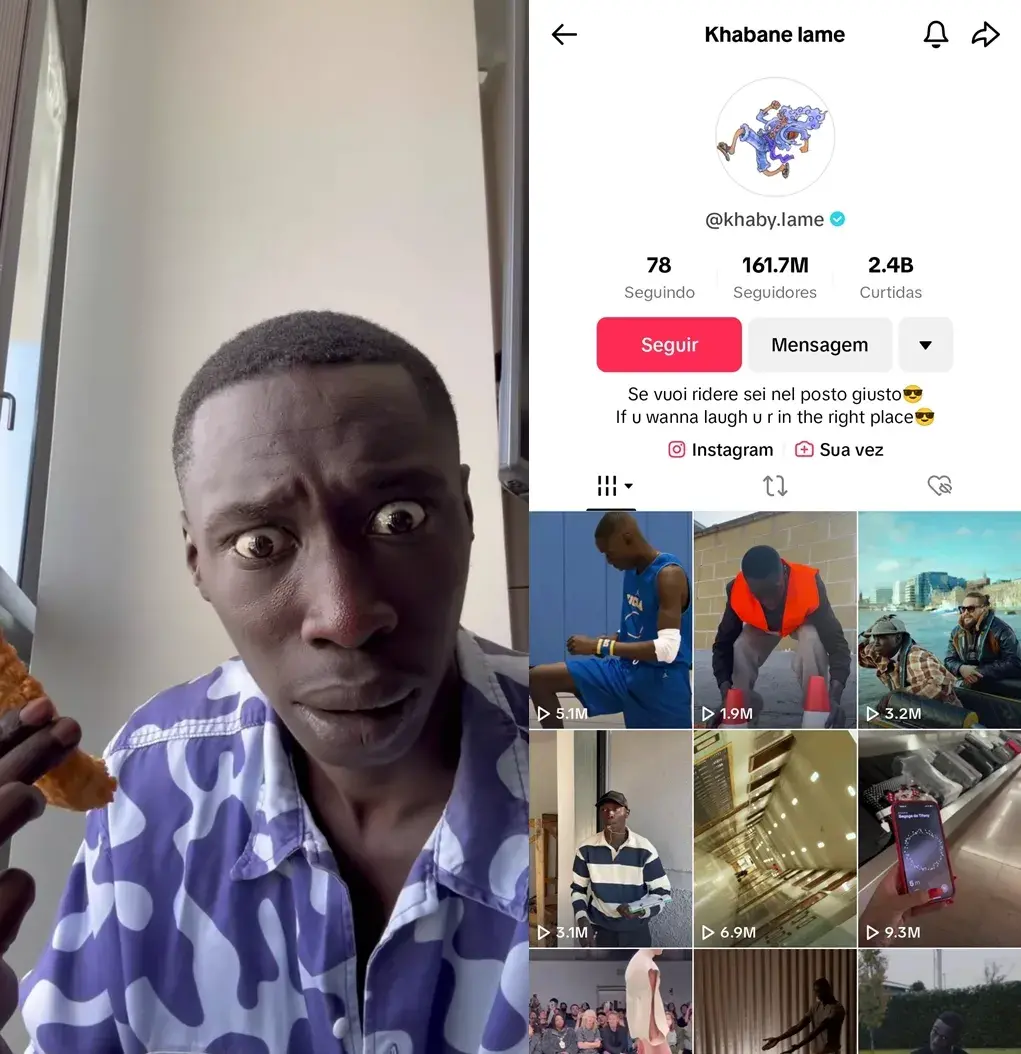 Khabane Lame (@khaby.lame) é a pessoa mais seguida no TikTok