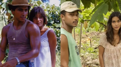 João Pedro e Mariana em versão original e remake da novela Renascer