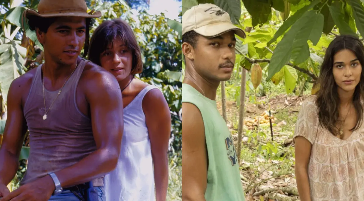 João Pedro e Mariana em versão original e remake da novela Renascer