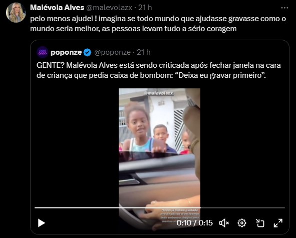 Malévola Alves
@malevolazx
·
21 h
pelo menos ajudei ! imagina se todo mundo que ajudasse gravasse como o mundo seria melhor, as pessoas levam tudo a sério coragem