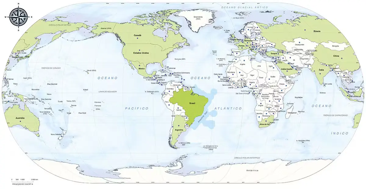 IBGE lançou mapa com Brasil no centro do mundo