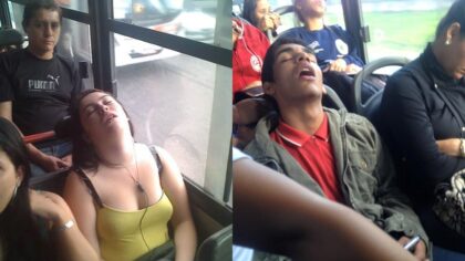 pessoas dormem no ônibus