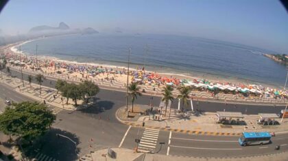 Câmera transmite imagens ao vivo da praia de Copacabana no YouTube