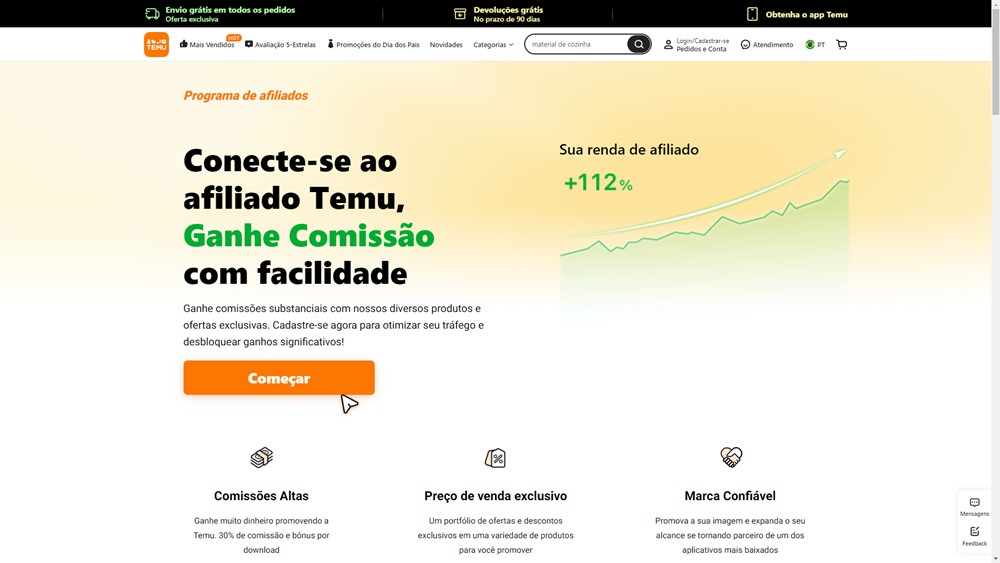 1 - Como se cadastrar para vender como afiliado da Temu