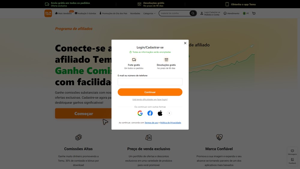 2 - Como se cadastrar para vender como afiliado da Temu