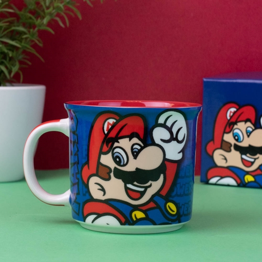 Caneca Gamer Porcelana - Mário Ação - 350ml 