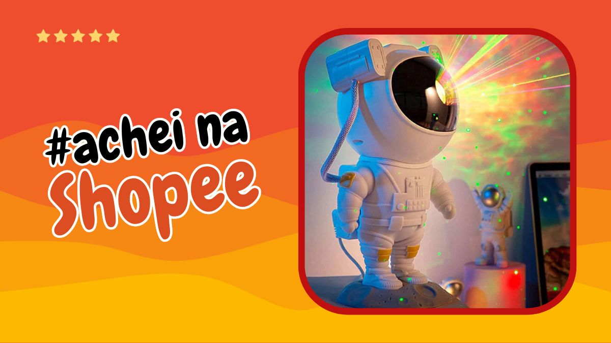 Astronauta Luminária Projetor de Luz Galáxia Achei na Shopee