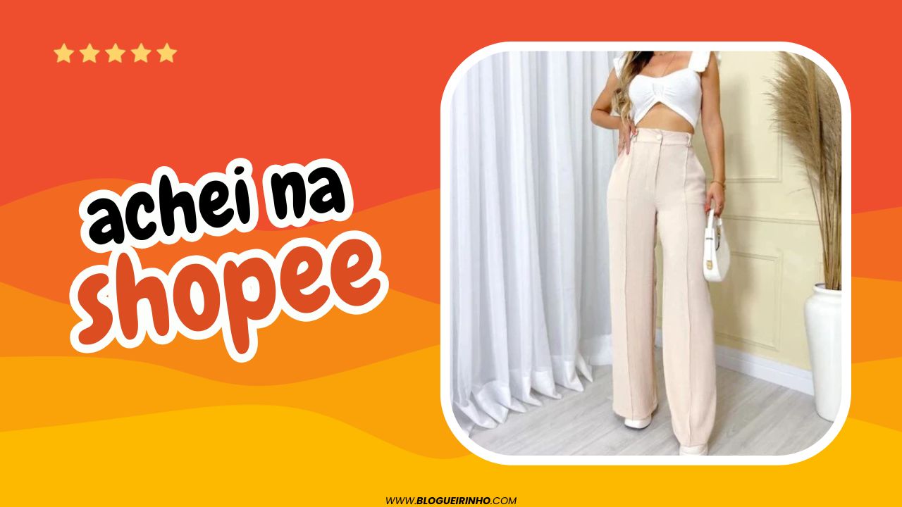 Melhor Calça Feminina Pantalona Wide Leg Duna Com Botão