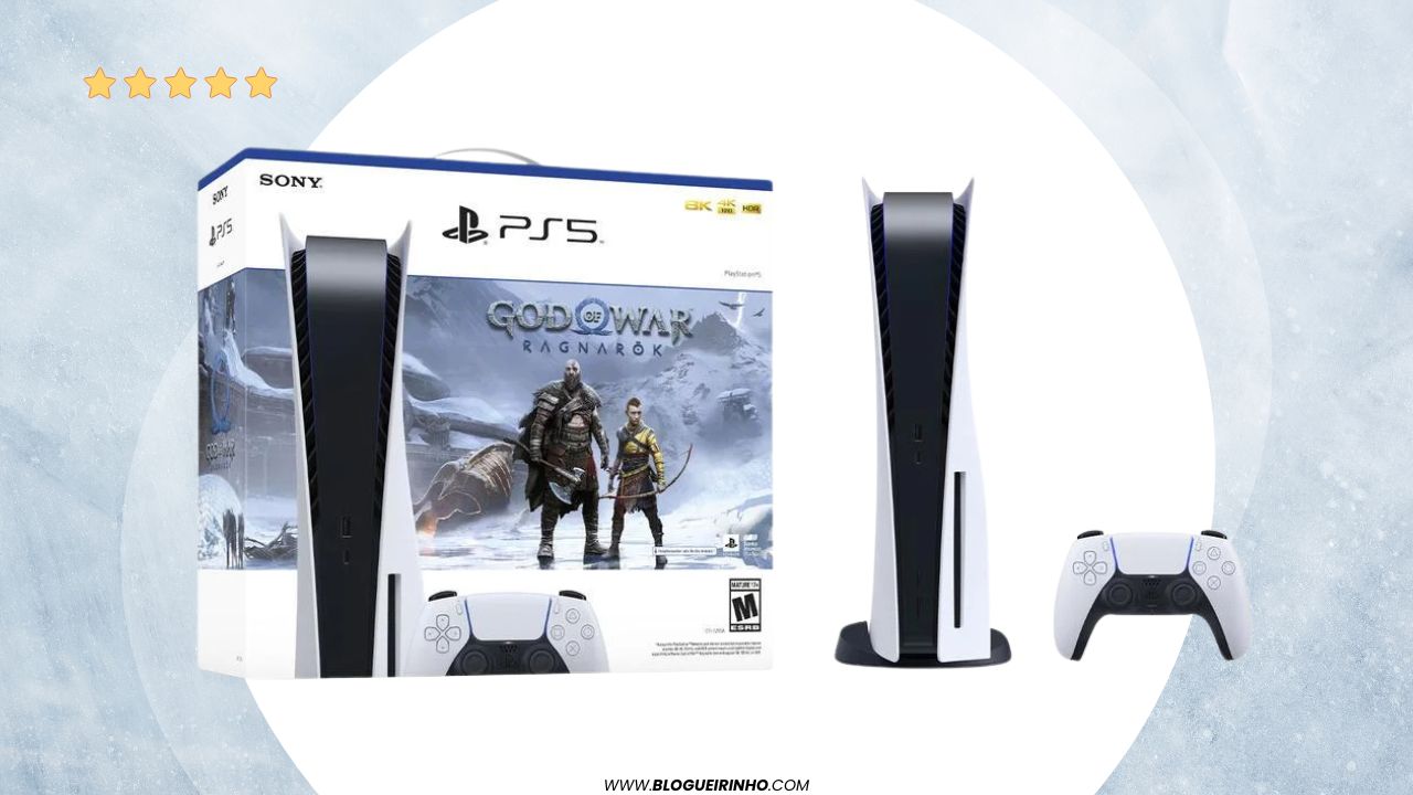 Melhor Console PS5 com Mídia Física, jogo God Of War Ragnarok e Controle Dualsense Sem Fio