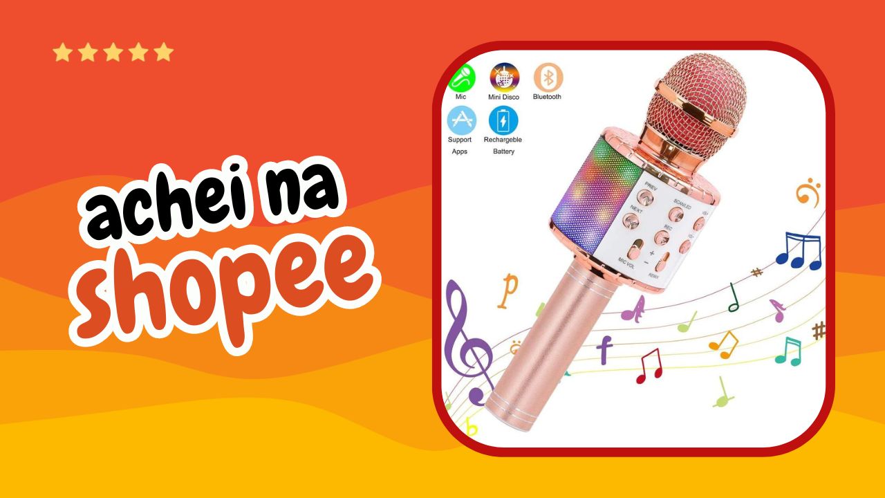 Melhor Microfone Infantil de Karaoke Achei na Shopee