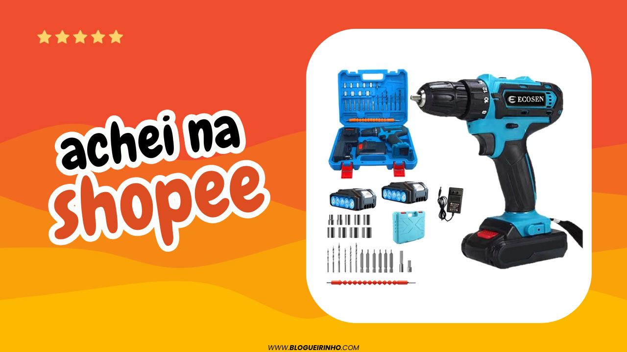 Melhor parafusadeirafuradeira 21V com kit maleta e duas baterias Achei na Shopee